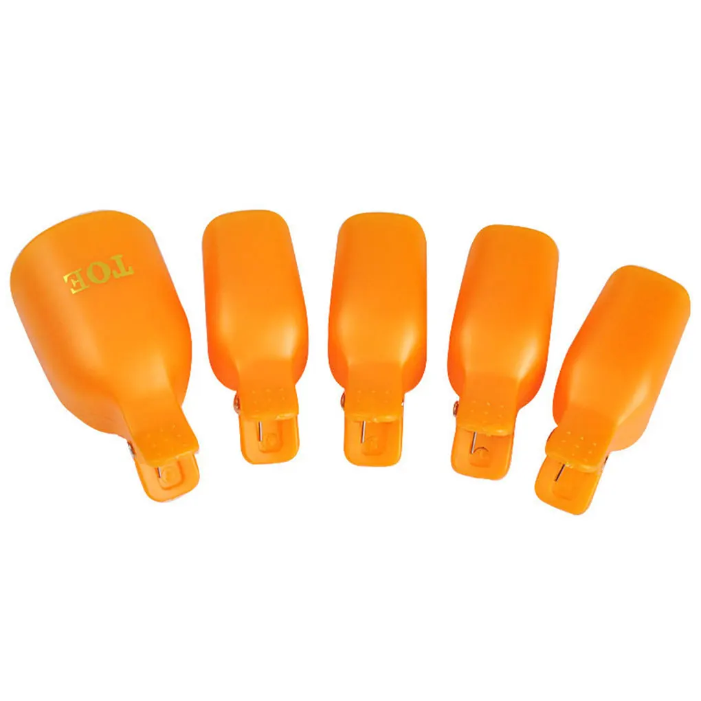 5Pcs plastica piede Toe Nail Remover Nail Art Soak Off Cap Clip UV Gel Polish Remover Wrap Tool set