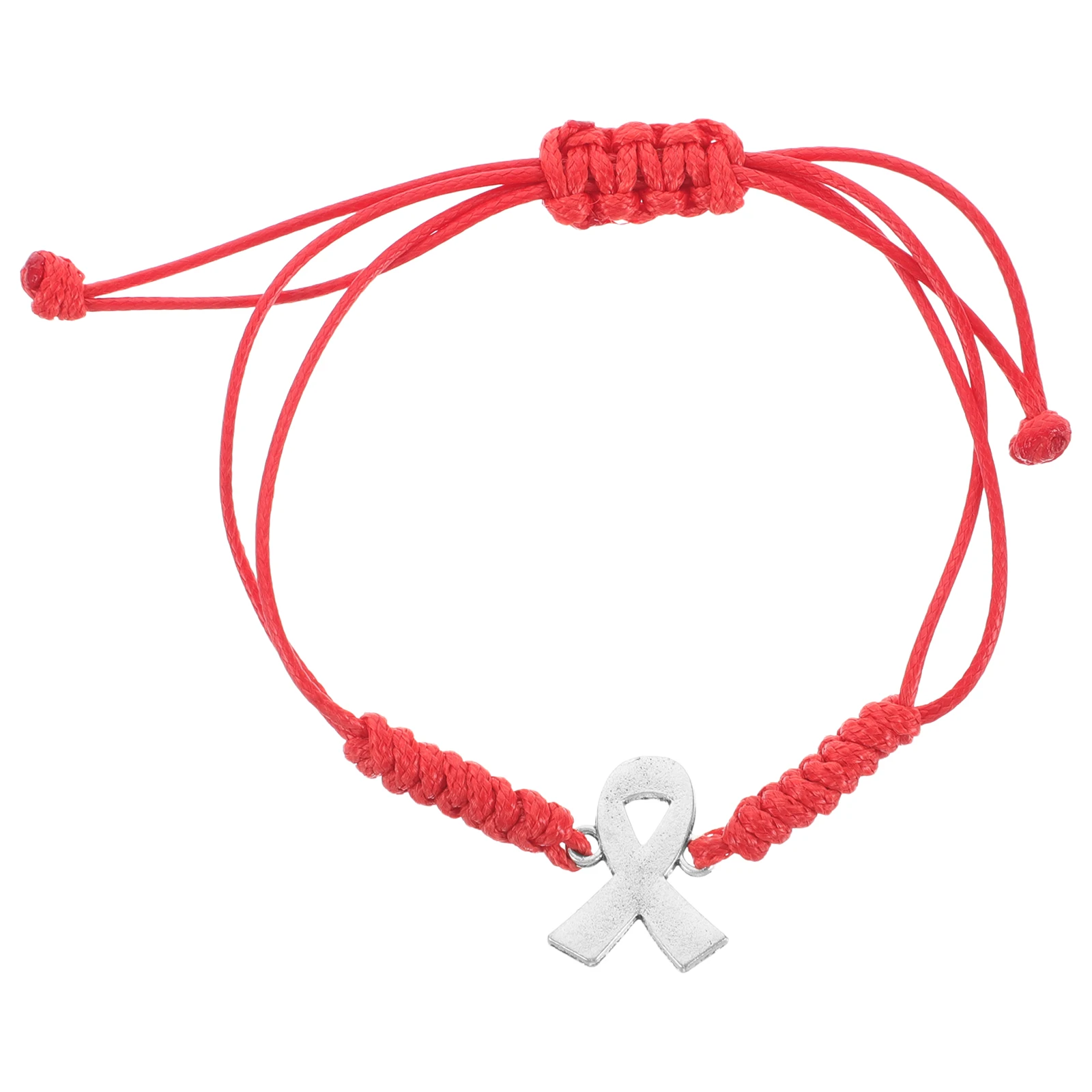 Bransoletka na świadomość zdrowia piersi dla kobiet, ręcznie robiona wstążka, lekka pielęgnacja medyczna, poliester, stop, czerwona wstążka.