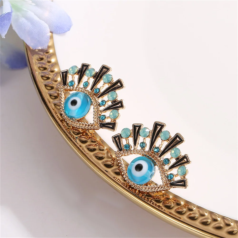 Lucky Turkish Eye Earrings for Women Rhinestone Ethnic Style Evil Eye Stud Piercing Jewelry Modern Earrings Cool Thing 2023