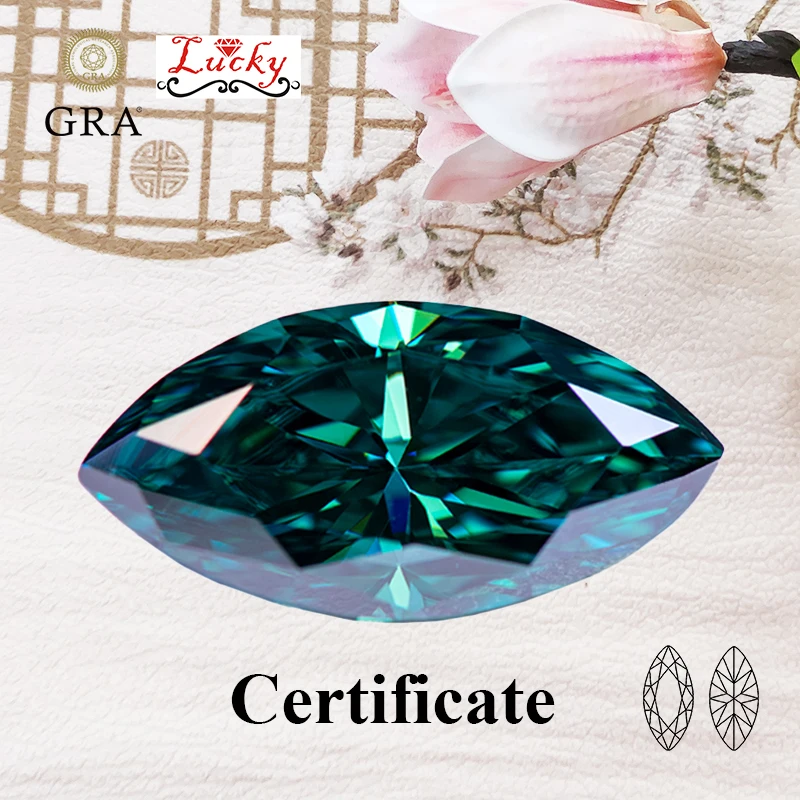 

Moissanite Natural Emerald Green Color Marquise Shape VVS1 with GRA Certificate Beads for DIY Charms Jewelry Making Materials