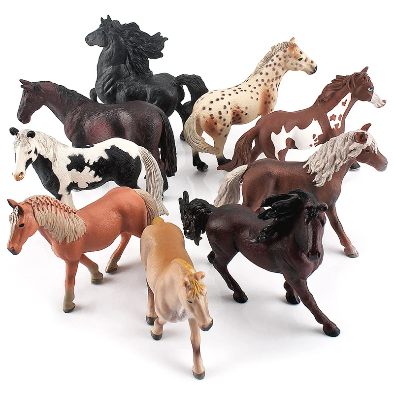 Simulation Of Nine Ranch Steer Model Toys Fun Havering Stallion Shire Horse Static Desktop Decorative Ornament Children Toy Gift