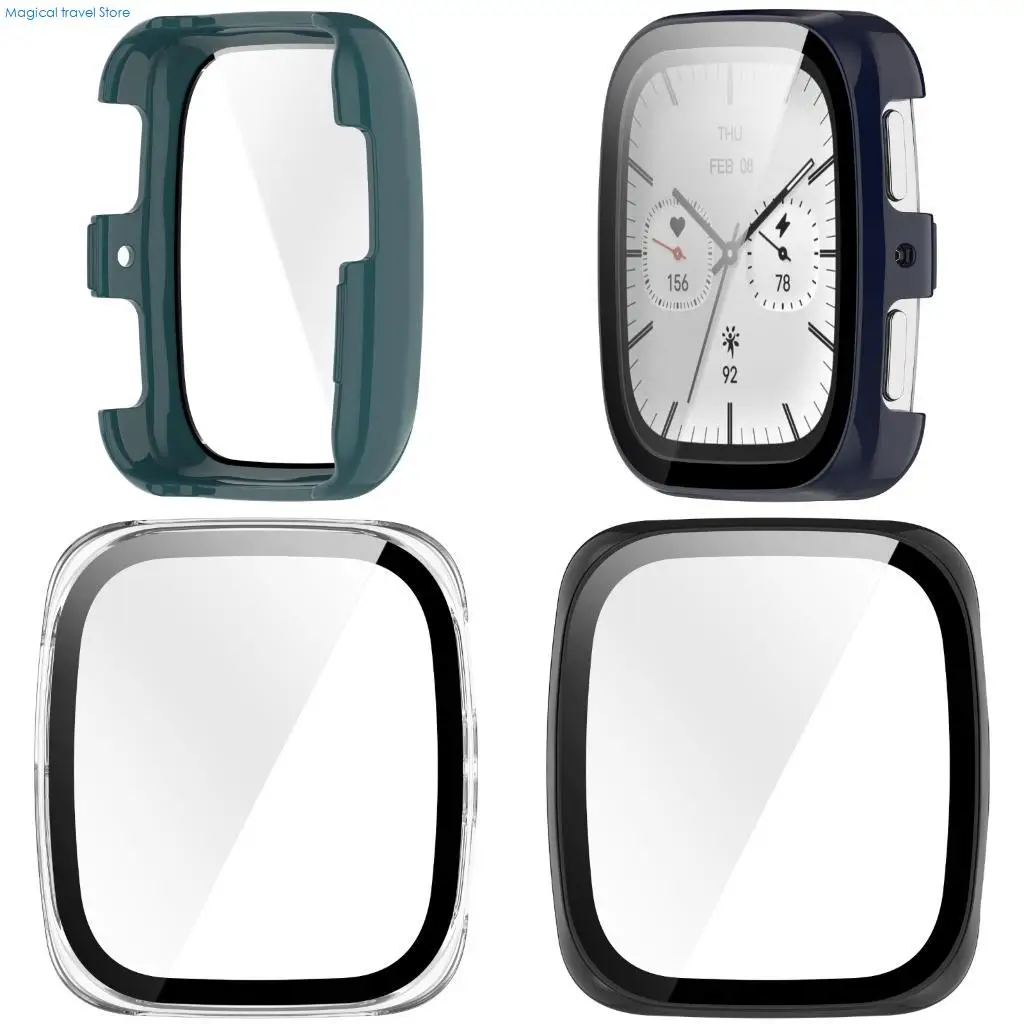 N2UB Screen Protector Watch Case Shell with Tempered Glass Film for Active 2 Square