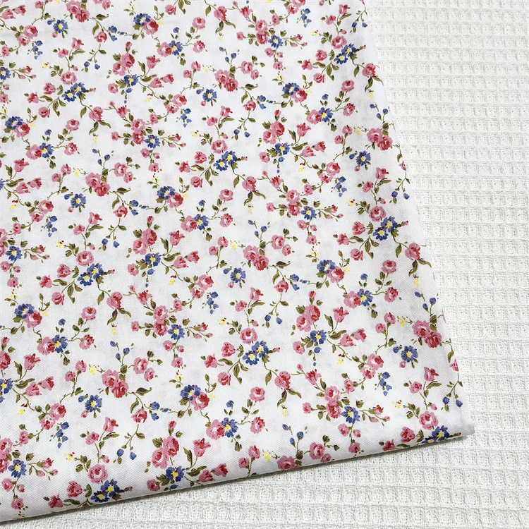 Floral Cotton Fabric for Making Bedding Bag, Handmade Shell Lining Cloth, Small Floral, Yellow, White, 160x50cm