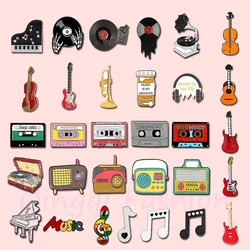 Lapel Pin Decoration Personalized Music Brooch Set Creative Retro Guitar Notes Cassette Tapes Vinyl Records Metal Badges