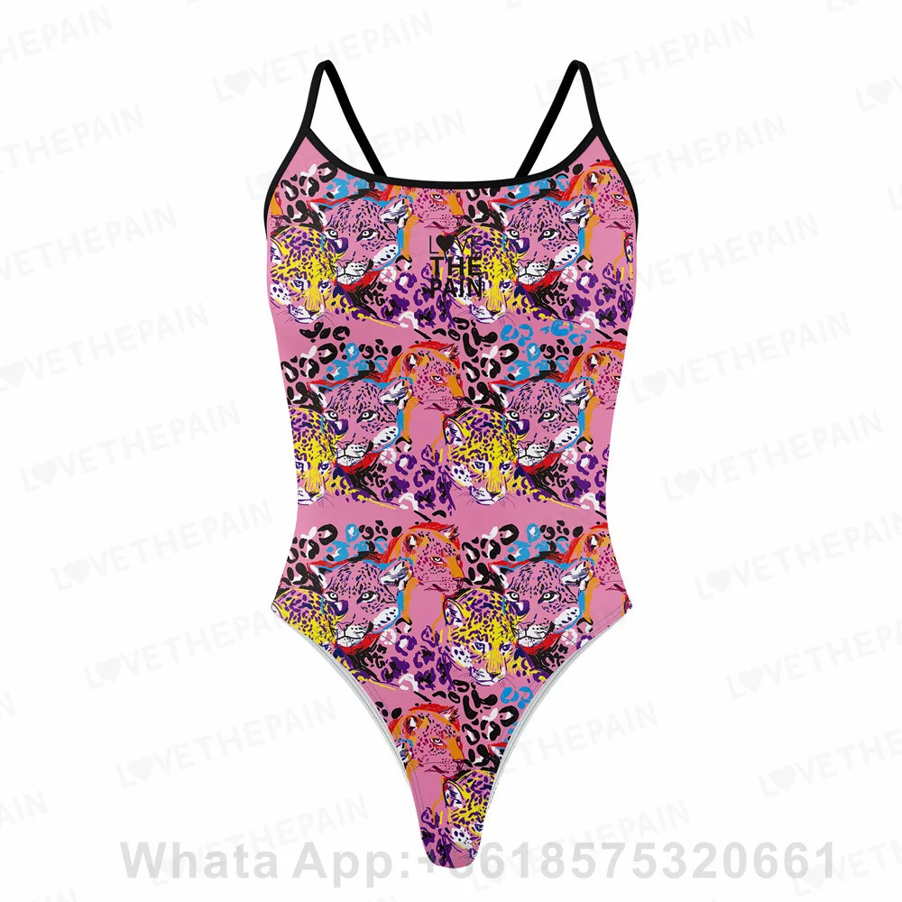 Love The Pain Ladies Sexy Thin Belt Swimsuit One-piece Triangle Athletic Sports Quick-drying Functional Training Swimsuit Women