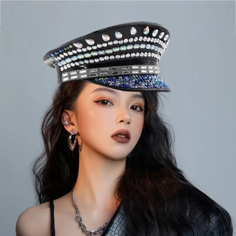 652F Black Hat Adult Hat Carnivals Party Costume Bride Wedding Hat Captain Teenagers Wedding Supplies