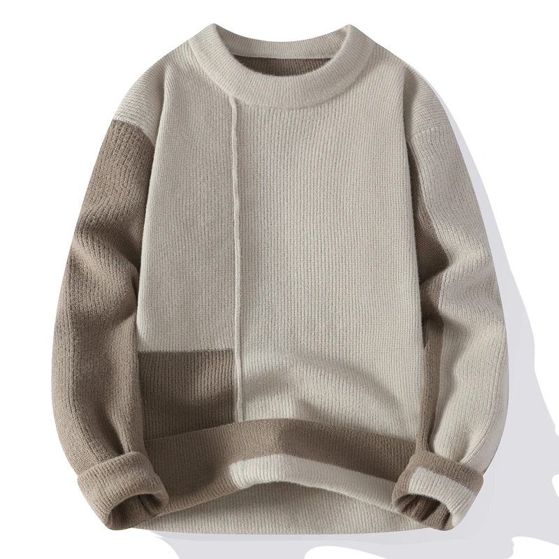 

Sweater Men Autumn Winter Casual O-Neck Patchwork Knitted Pullovers Mens Youthful Vitality Fashion Warm Pullover Knit Sweaters