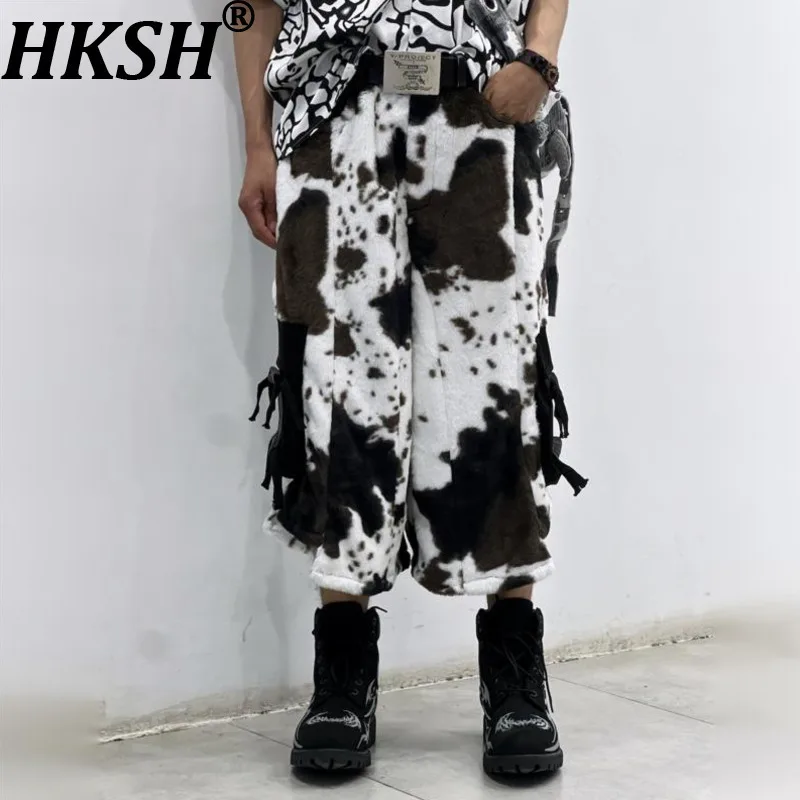 

HKSH Летние новые мужские уличные модные свободные шорты с оригинальным дизайном и принтом, нишевые шикарные повседневные брюки до колена Ins Y2K HK9351