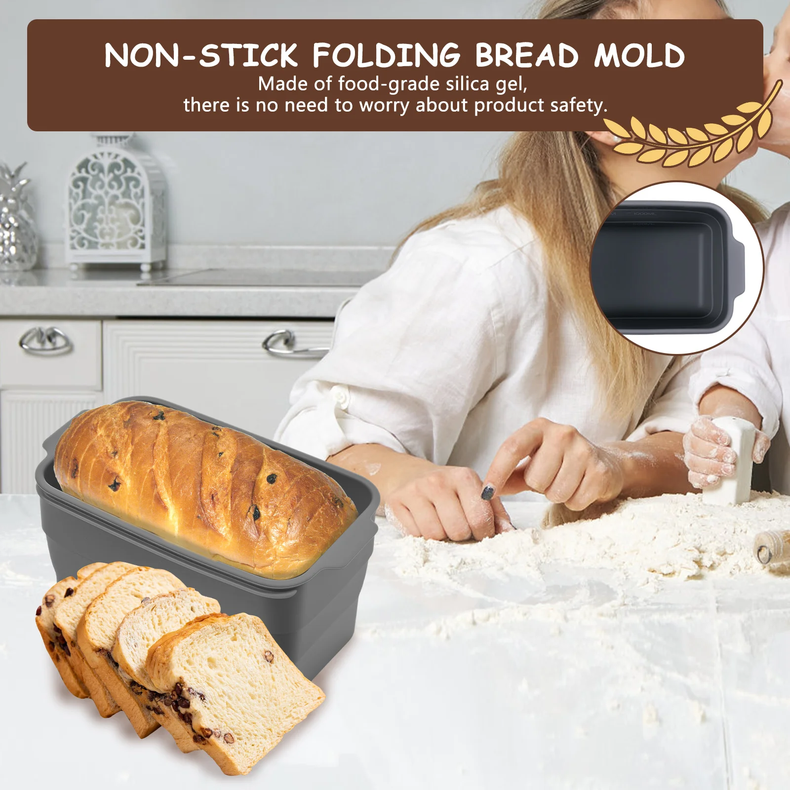 سيليكون رغيف الخبز عموم طوي الخبز الخبز عموم متعددة الأغراض غير لاصقة سيليكون قالب الخبز للكعك محلية الصنع رغيف اللحم #2
