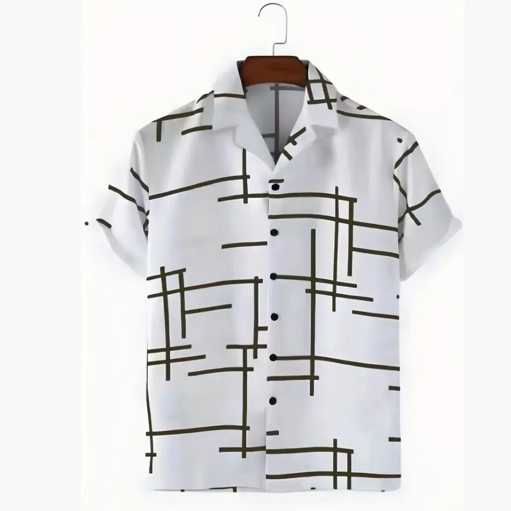 

New Fashionable Striped Printed Men's Casual Short Sleeved Striped Top for Summer