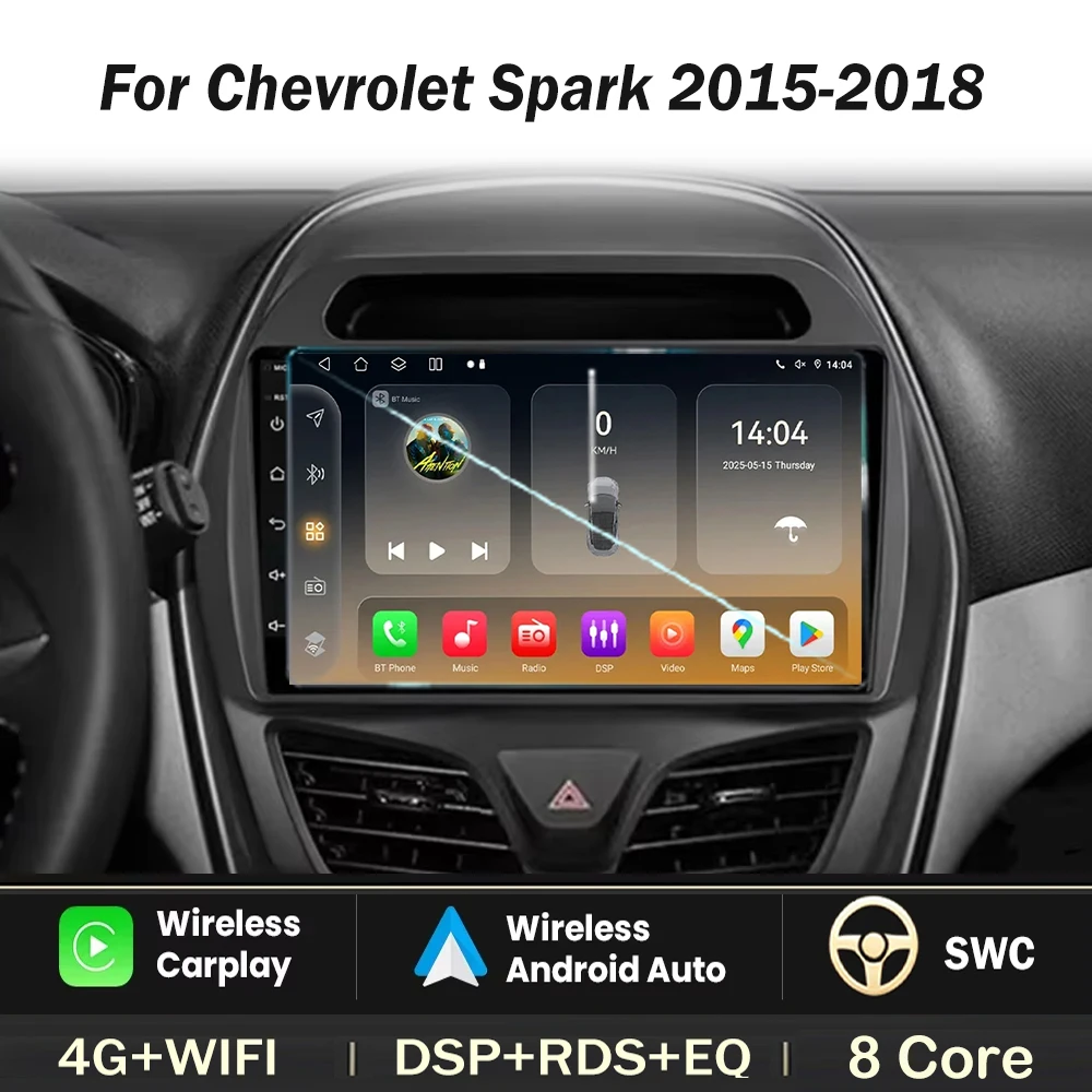 Car Radio For Chevrolet Spark 2015 2016 2017 2018 Carplay Android Auto Stereo Multimedia Player GPS Navigation 4G WIFI Screen