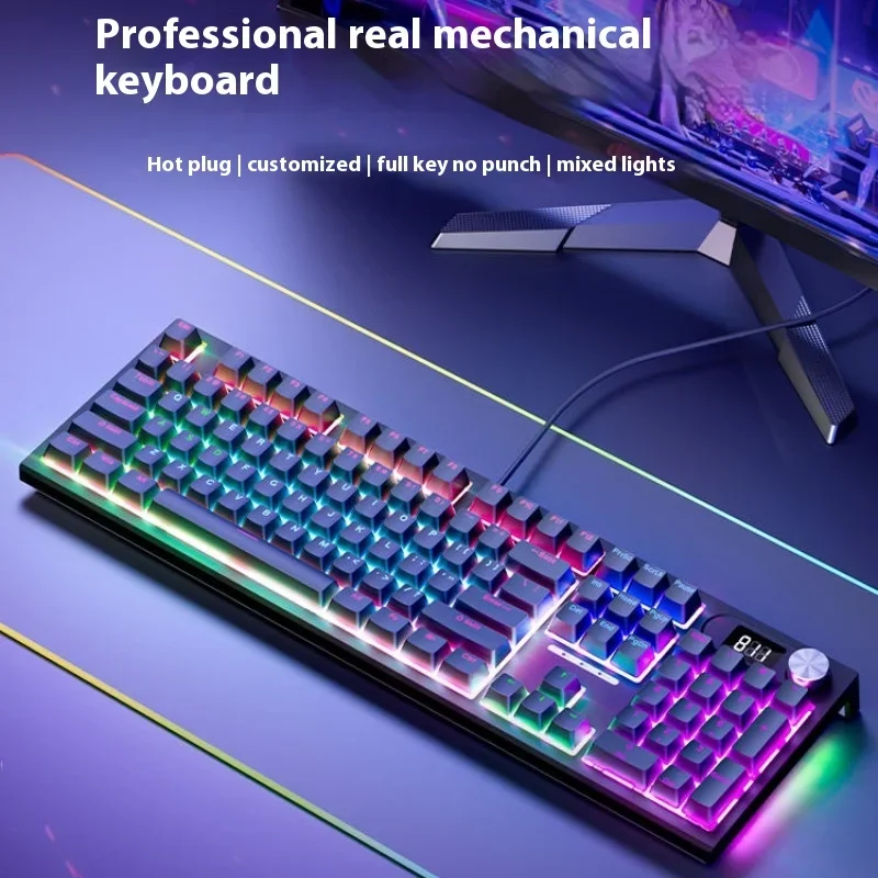 

Langtu Lt104 Key Wired Mechanical Keyboard Mouse Set Esports Game Office Multi-scene Universal Custom Rgb Backlight