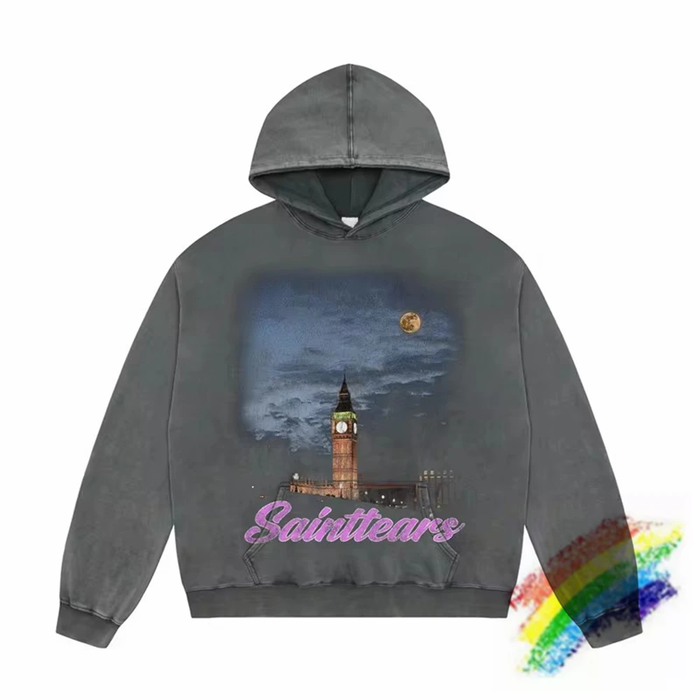 

Lighthouse Night Scene Print Saint Tears Hoodie Men Women Best Quality Pullovers