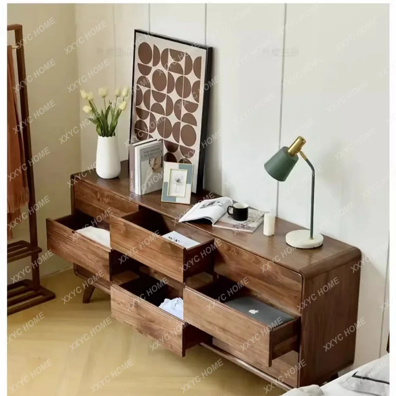 XXAll solid wood modern simple bedroom storage cabinet living room dining side cabinet storage