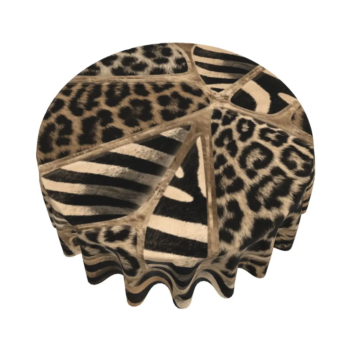 

Животный принт - водонепроницаемая круглая скатерть с леопардовым принтом и зеброй, маслостойкая скатерть для кухонных мероприятий, крышка обеденного стола 60 дюймов