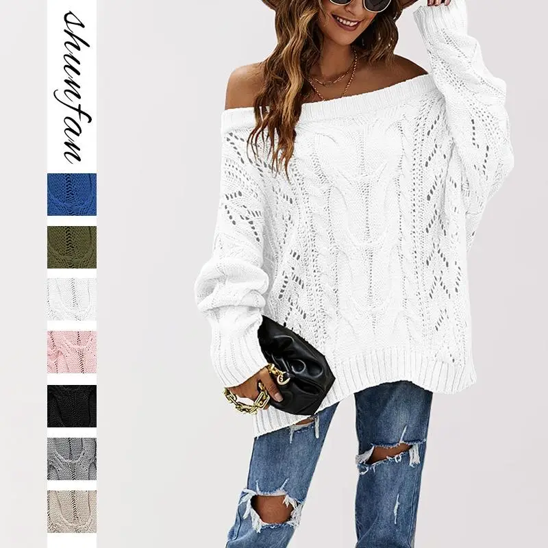 

Свободный свитер с очками, однотонный вязаный свитер, осень-зима, женский модный трансграничный длинный свек Thiened