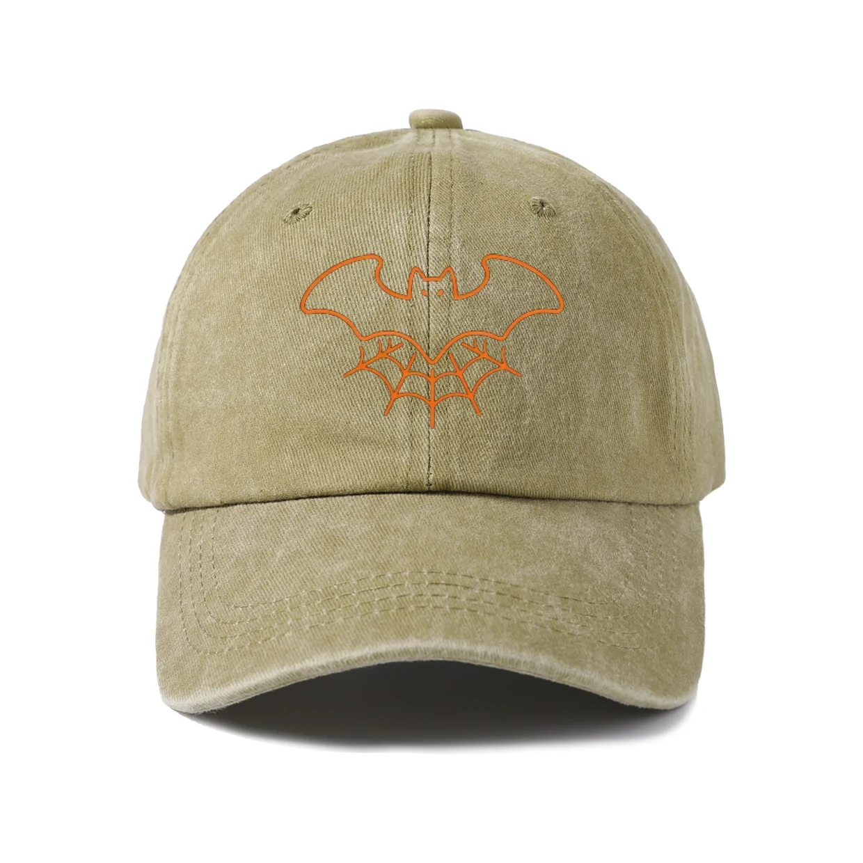 Vintage Washed Bat Spider Web Graphic Baseball Cap, Adjustable Unisex Dad Hat, Halloween Streetwear Gift