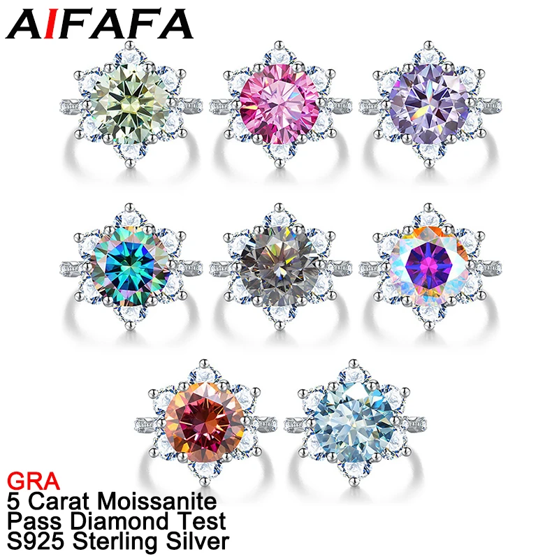 

5 Carat 8 Color Real Moissanite Women Rings S925 Sterling Silver Moissanita Classic Wedding Fine Jewelry Pass Diamond Test GRA