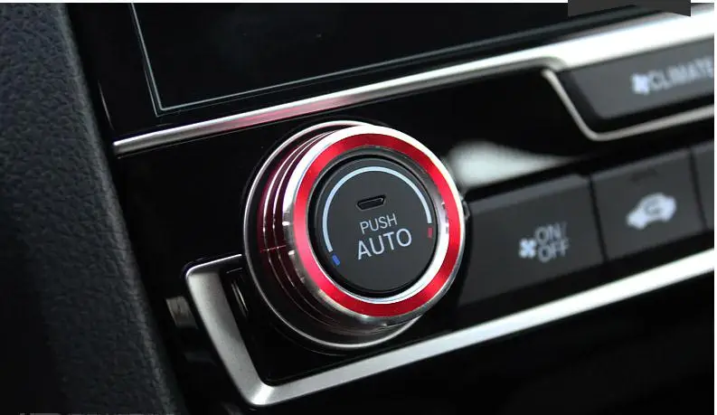 Car Air Condition Knob Decorative Ring Aviation Aluminum Trim For 10th Generation Honda Civic 2Pcs
