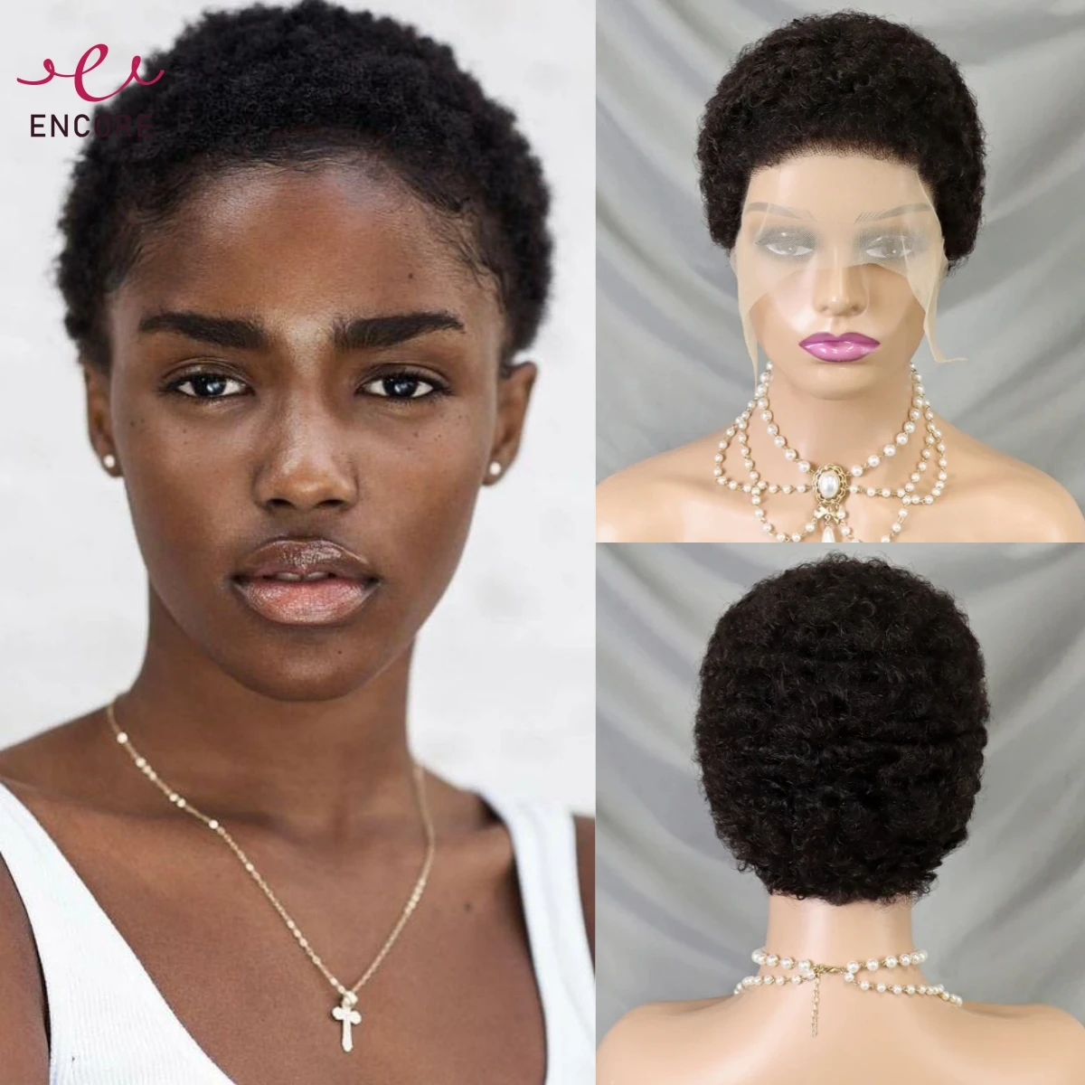 200% Density Afro Kinky Curly Human Hair Wigs HD 13x4 Lace Frontal Short Hair Wigs  Natural Short Brazilian Remy Human Hair Wigs