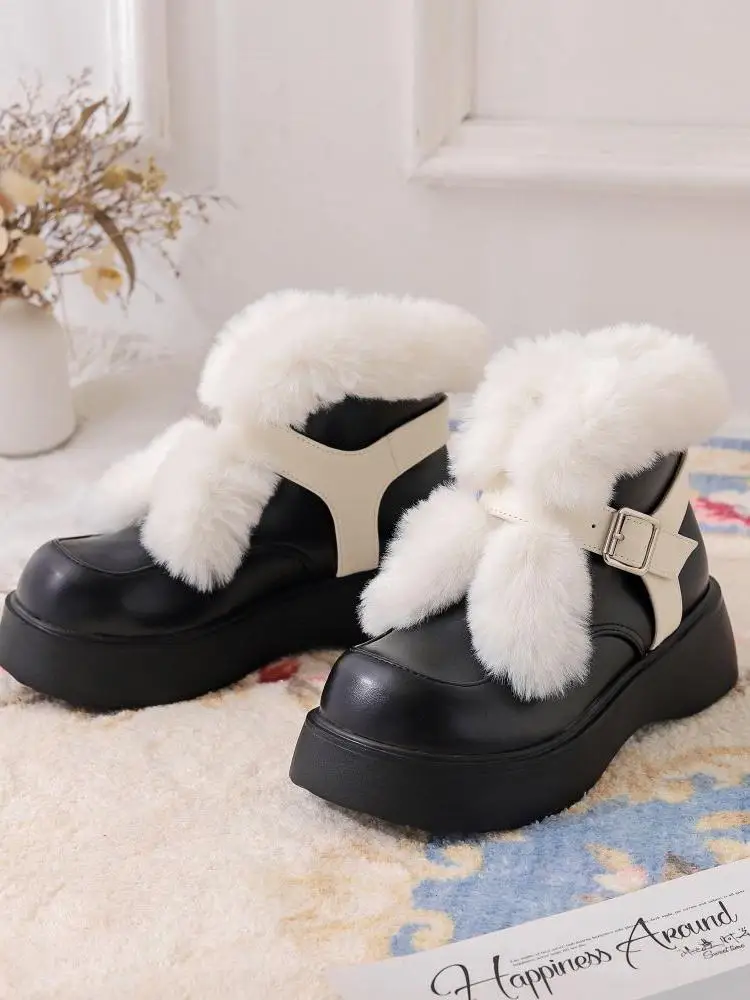 

Оригинальные короткие сапоги Lolita Fury, короткие сапоги в стиле Лолиты, японские теплые короткие сапоги на толстой подошве, модные зимние сапоги Fury Mouth