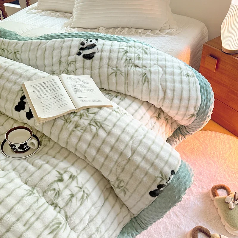 New Autumn Winter Thicken Keep Warm Blanket Artificial Rabbit Plush High-quality Bed Blankets Soft Fluffy Warmth Duvet Comforter 4