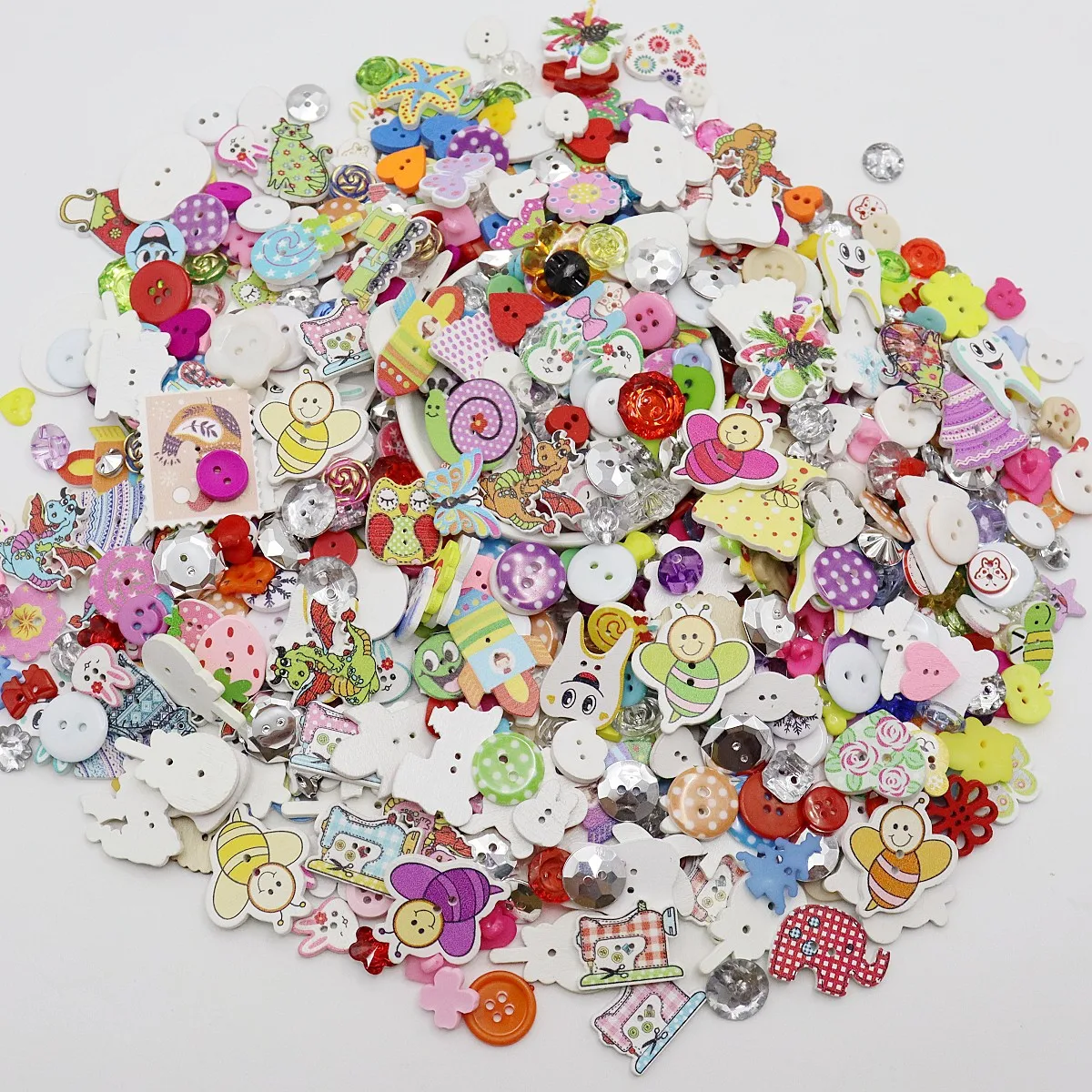 50g/pack Wood and Resin Mixed Cute Buttons Sewing Accessories Cartoon Embellishments For Cardmaking Scrapbooking DIY Crafts