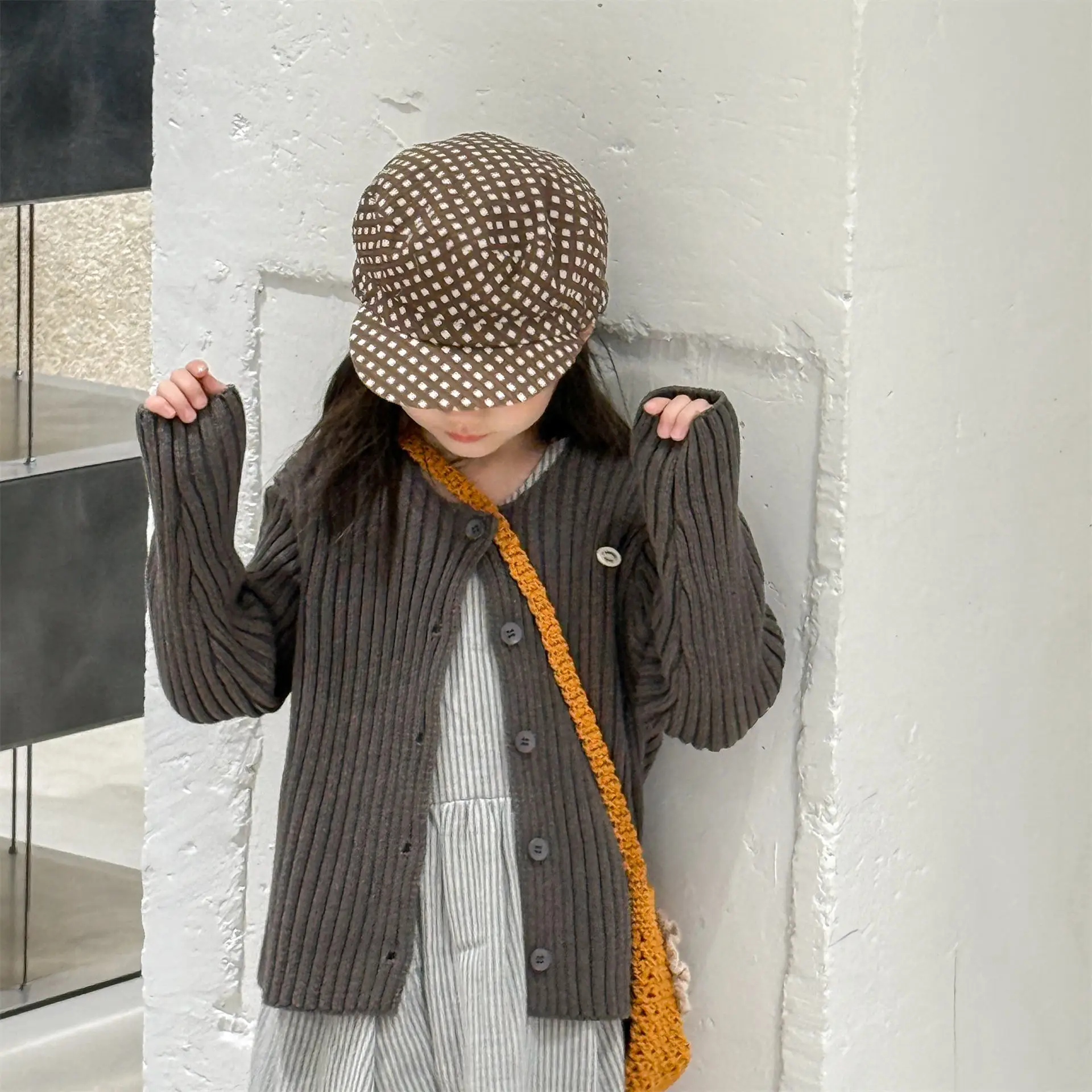 

2025 Autumn New Children Long Sleeve Sweater Cardigan Solid Girls Knitted Coat Boys Casual Knitwear Cotton Kids Woolen Tops