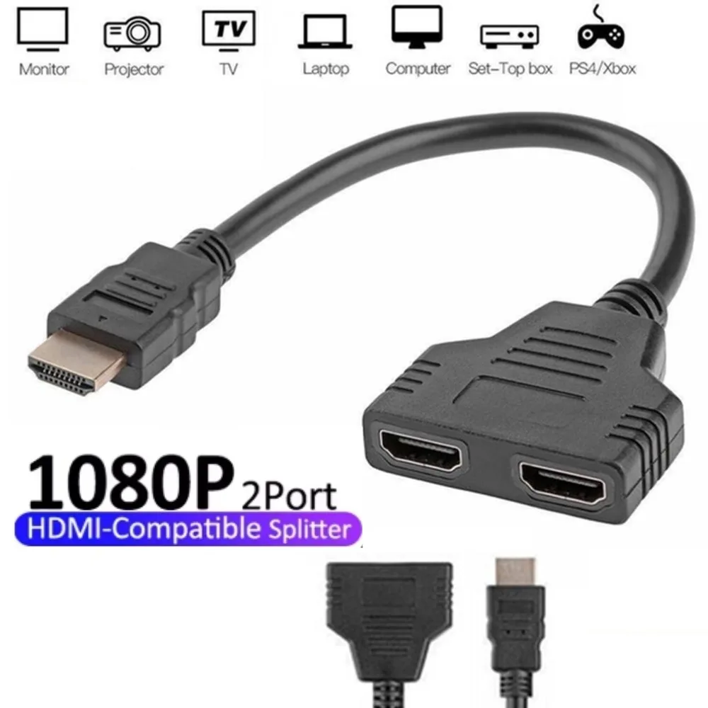 4K HDMI-compatible Cable Splitter Adapter 2.0 Converter 1 In 2 Out HDMI-compatible Male to 2 HDMI-compatible UHD