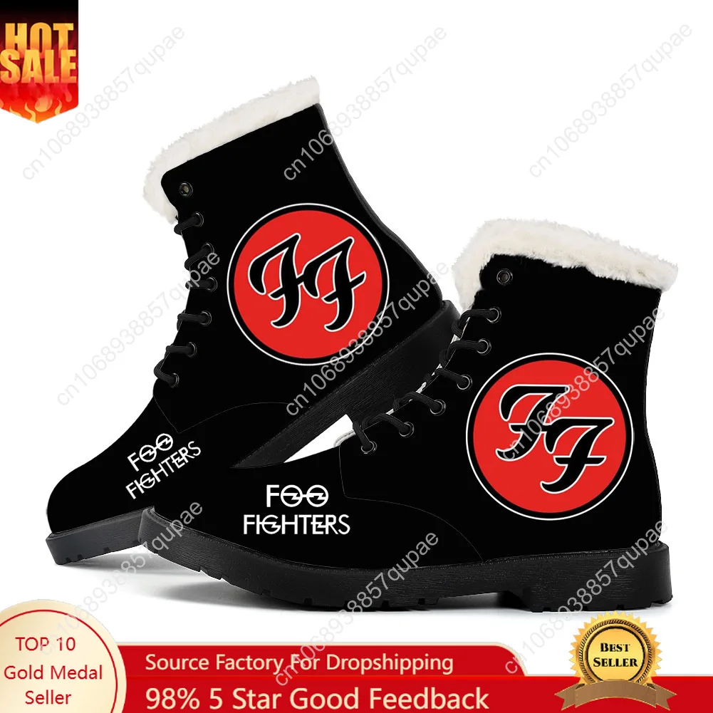 

Foo Fighters Plush Boots Pop Rock Band Mens Womens Teenager Shoes Casual Boot Light Warm High Quality Couple Customize Shoe