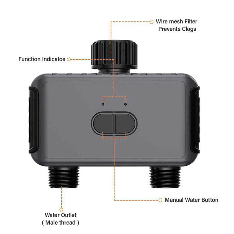 Wi-Fi付きの自動散水タイマー,灌漑システム,ハブ,アプリ制御,黒,庭,芝生,EUソケット