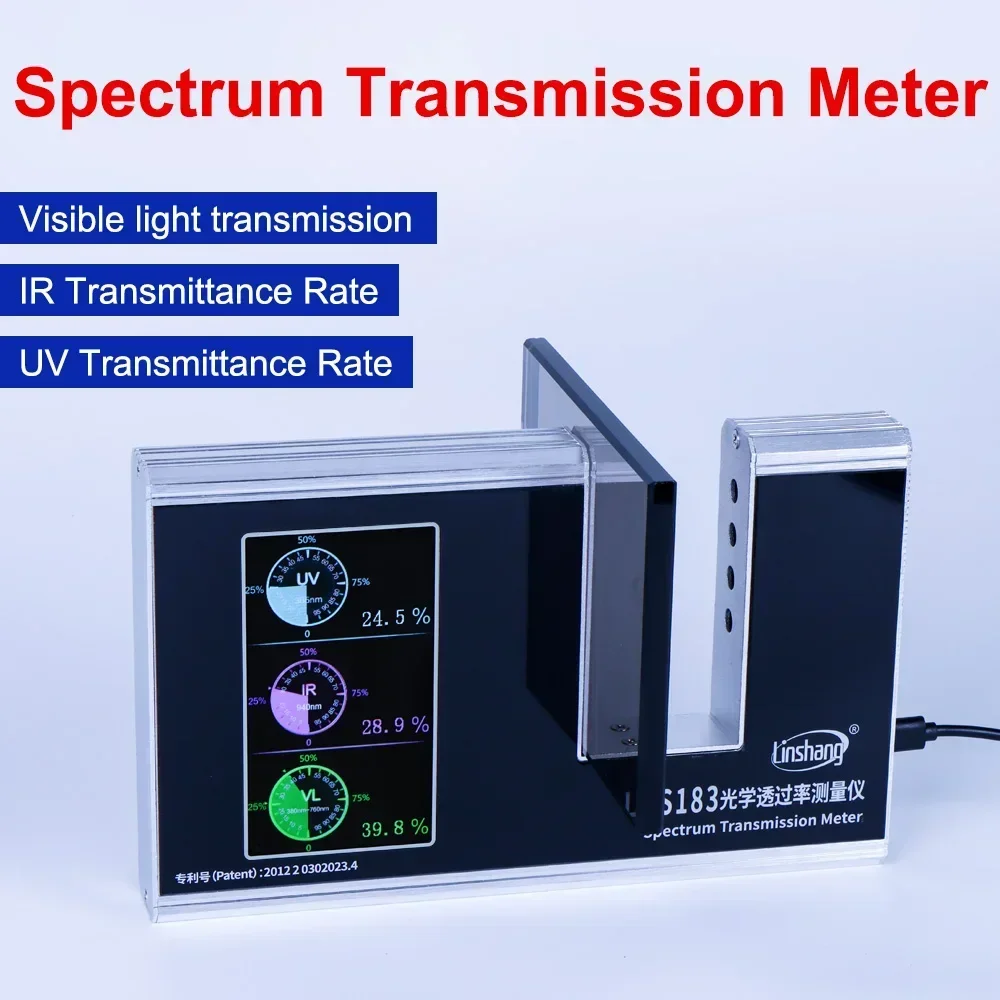 Spectrum Transmission Meter UV IR Transmission Meter Linshang LS183 Test Film Glass Window Tint with 940 IR 365 UV 380-760nm VL