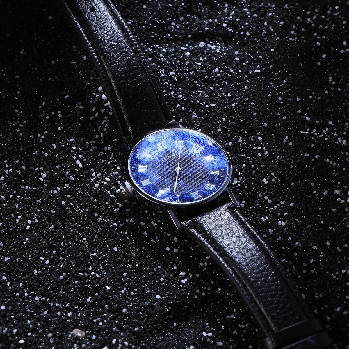 

Quartz Watch Men Blue Dial Minimalist Wristwatch For Wedding Birthday Valentine Gift Dress Watch