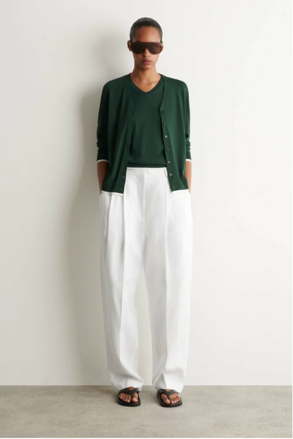 XIMIAN APPAREL 2026 YAZHIMEI Traf Cos Spring New Style of Ladies' Casual Standard Style Green Layered V-Neck Knitted Sweater