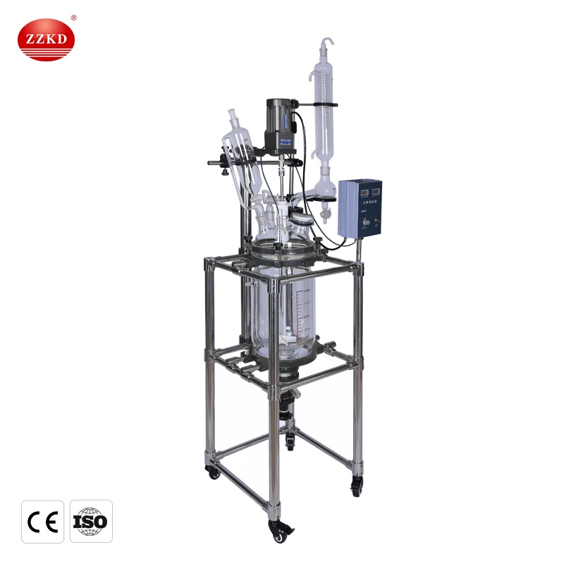 Lab scale Jacketed Glass Reactor system with vacuum pump and chiller