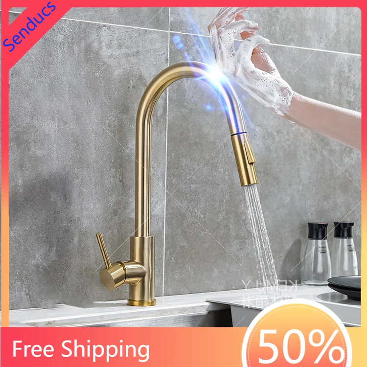 brushed-gold-smart-touch-sensor-kitchen-faucet-with-pull-down-sprayer-hot-cold-touch-on-kitchen-mixer-tap-modern-sink-fixture