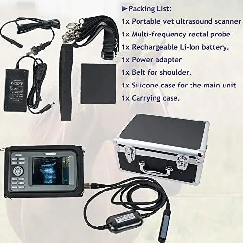 Portable 7.5 MHz Veterinary Ultrasound Scanner Machine Rectal Probe for Pregnancy Monitoring Cattle Sheep Farm Animals