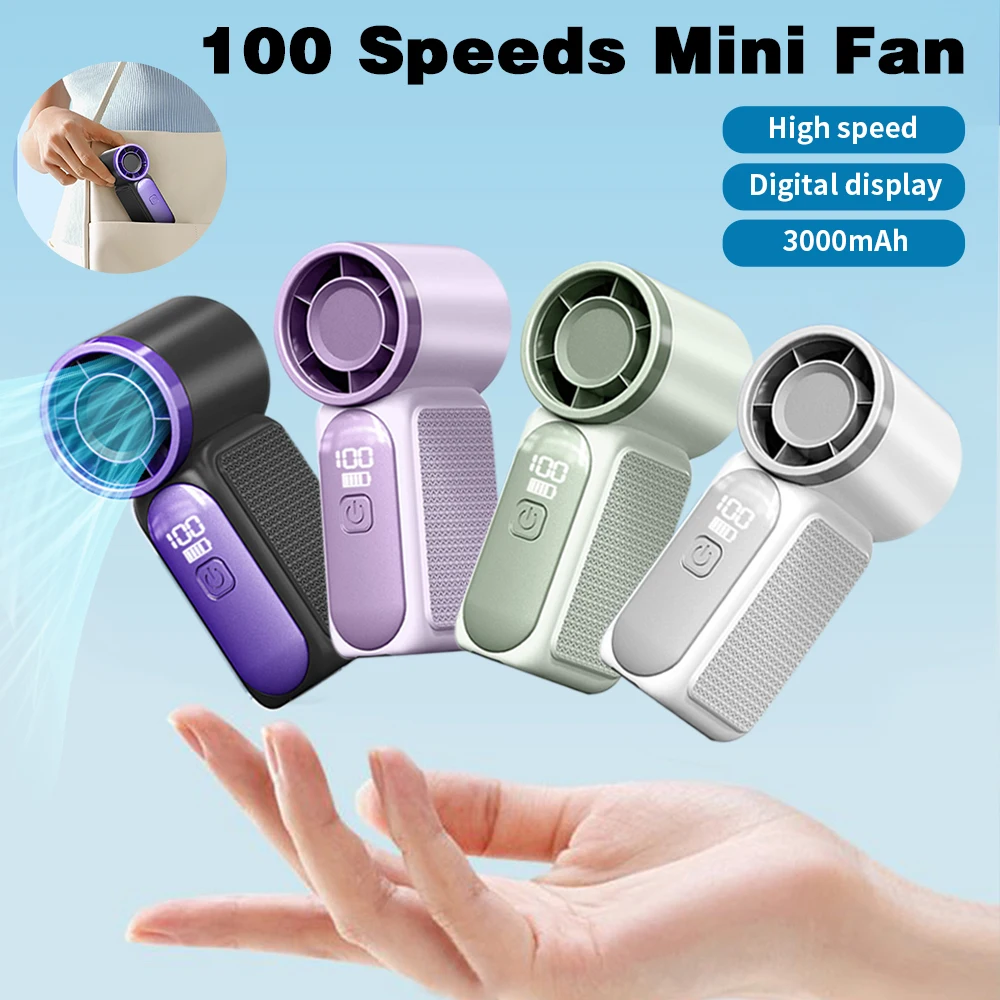 Portable Handheld Fan USB Rechargeable Mini Cooling Fan Adjustable Pocket Fan for Outdoor Camping Travel Home Office Fan