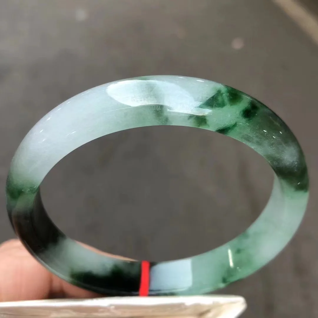 

Excellent Certified Jadeite Bangles Natural Burma Jade Floaeting Green Flower Jade Bracelet Handring Bracelet Fine Jewelry