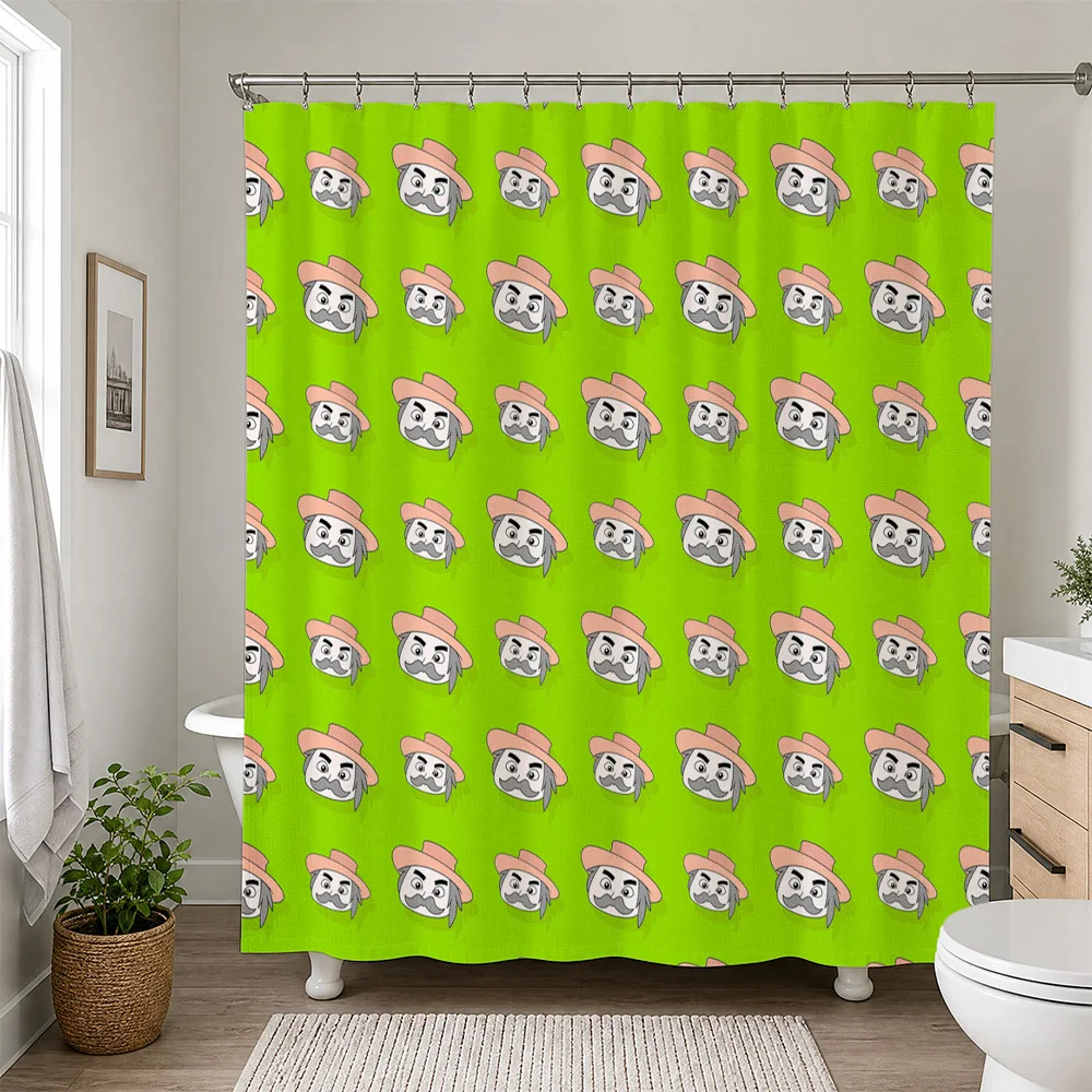 Fun Funny Cartoon Face Pattern Shower Curtain Waterproof Bathroom Liner Pop Art Comic Novelty Decor for Modern Bathrooms