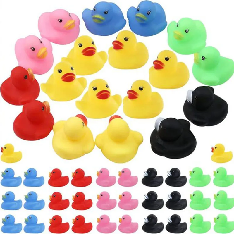 10-300pcs Baby Bath Toy Cute Little Duck with Squeeze Sound Soft Rubber Float Ducks Play Bath Game Fun Gifts for Children