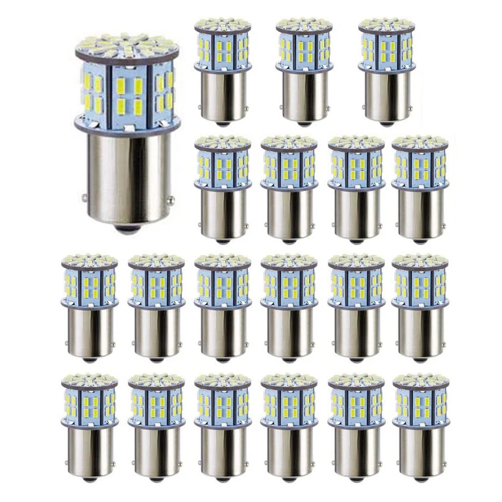 슈퍼 브라이트 3014 20X LED 전구, 50-SMD 화이트 1156 1141 1003 BA15S 전구, 캠퍼 트레일러 해양 보트 트렁크용