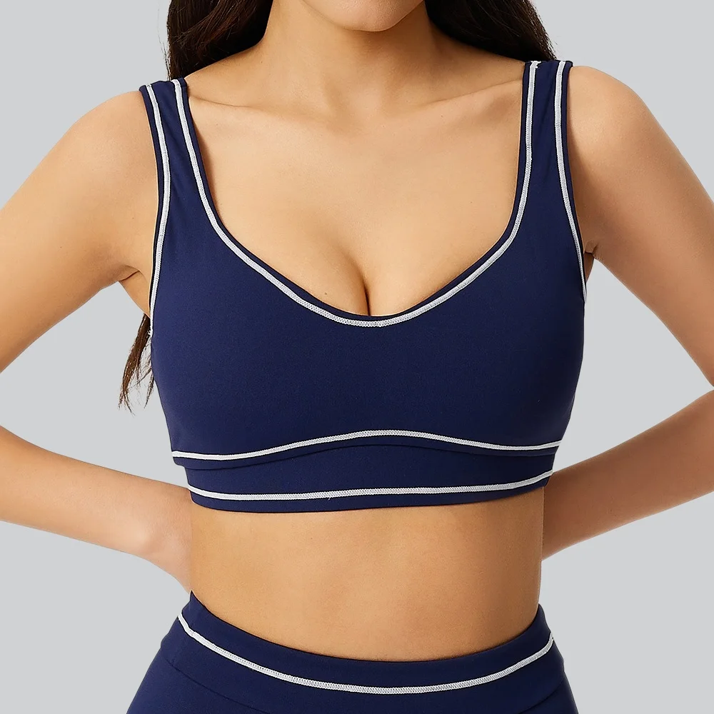 Women Color Blocked Sports Bra Yoga Vest Gym Push Up Fitness Running Sports Underwear Fast Dry Yoga Top Shockproof Workout Bras