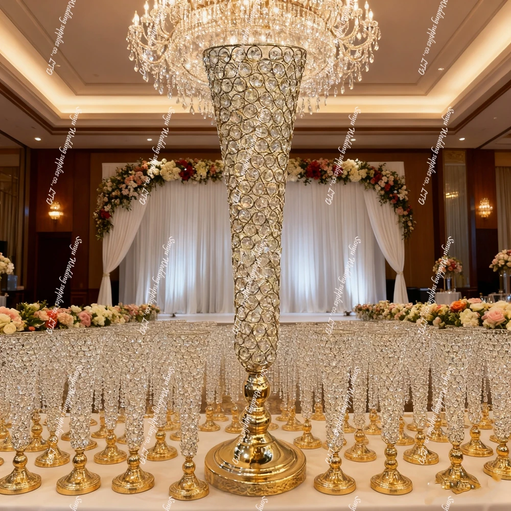 

10pcs）Wedding Decoracion Metal crystal Gold Flower Ball Stand Wedding Centerpieces 1Floral Stands for Weddings