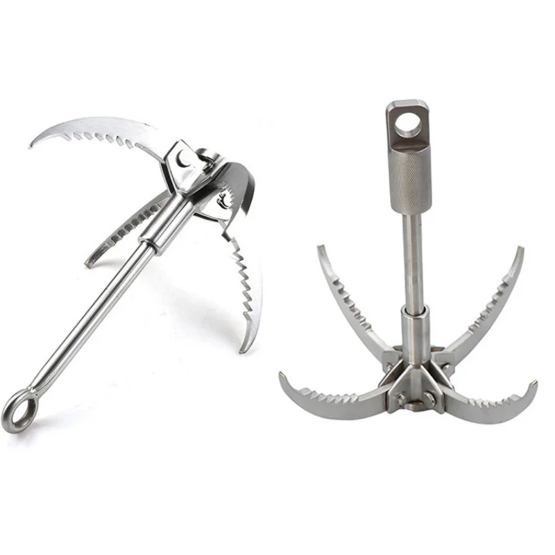 Grappling Hook Gravity Rock Climbing Hooks Folding Carabiner Claws Stainless Steel Anchor for Climbing Hiking Tree Limb Removal