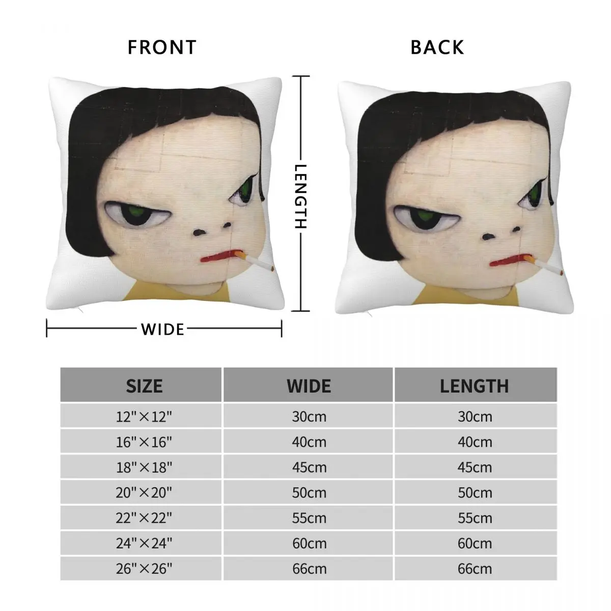 Yoshimoto Nara Smoking Girl Square Pillowcase Polyester Linen Velvet Creative Zip Decor Home Cushion Cover