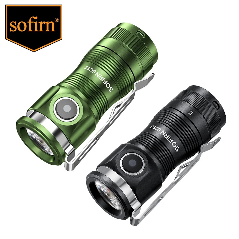 Sofirn Mini SC13 SST40 LED 1300lm Tactical 18350 Rechargeable Flashlight 6000K Keychain Emergency Torch Led Light with Magnetic