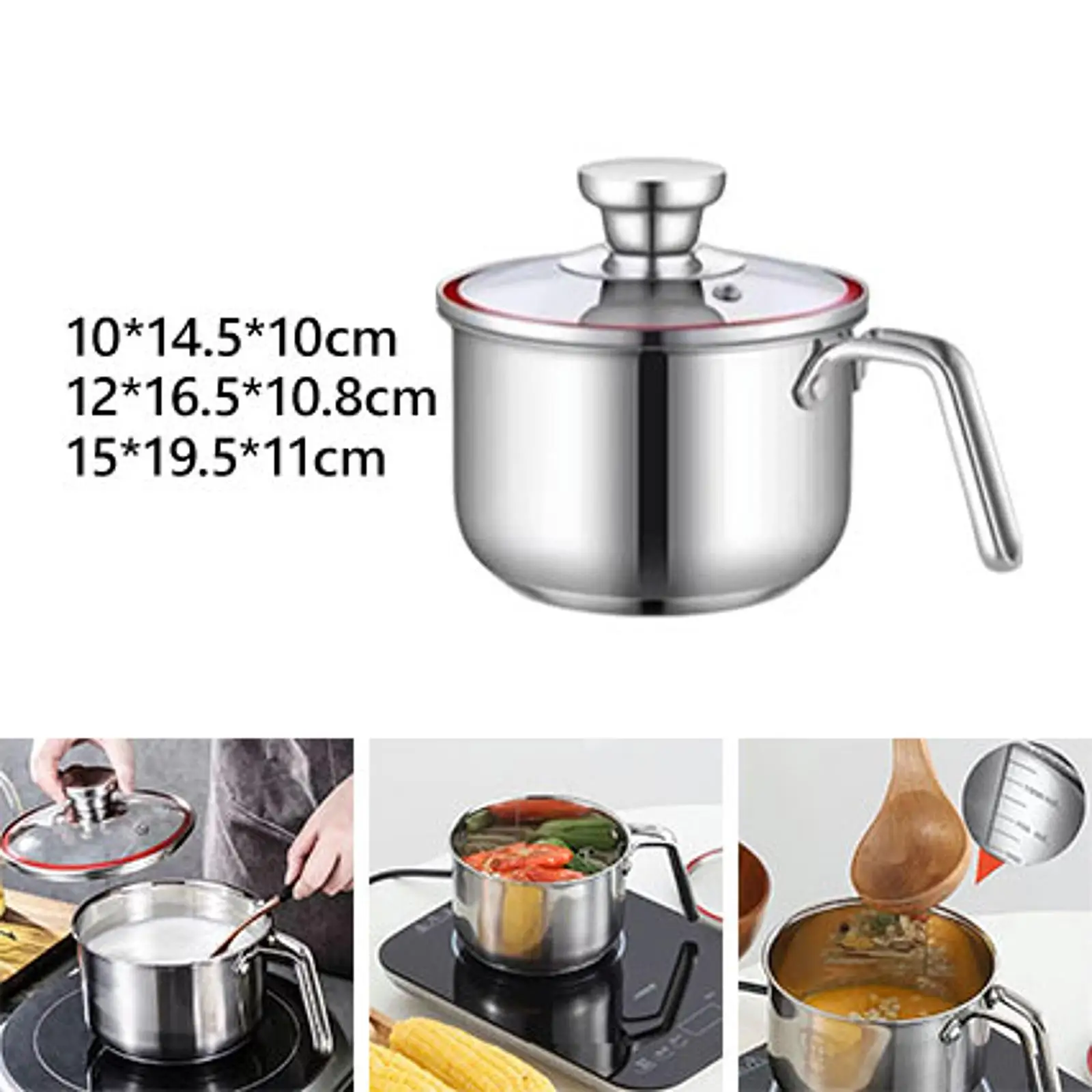 

Sauce Pot, Milk Pot Cookware with Glass Lid, Stainless Steel Saucepan for