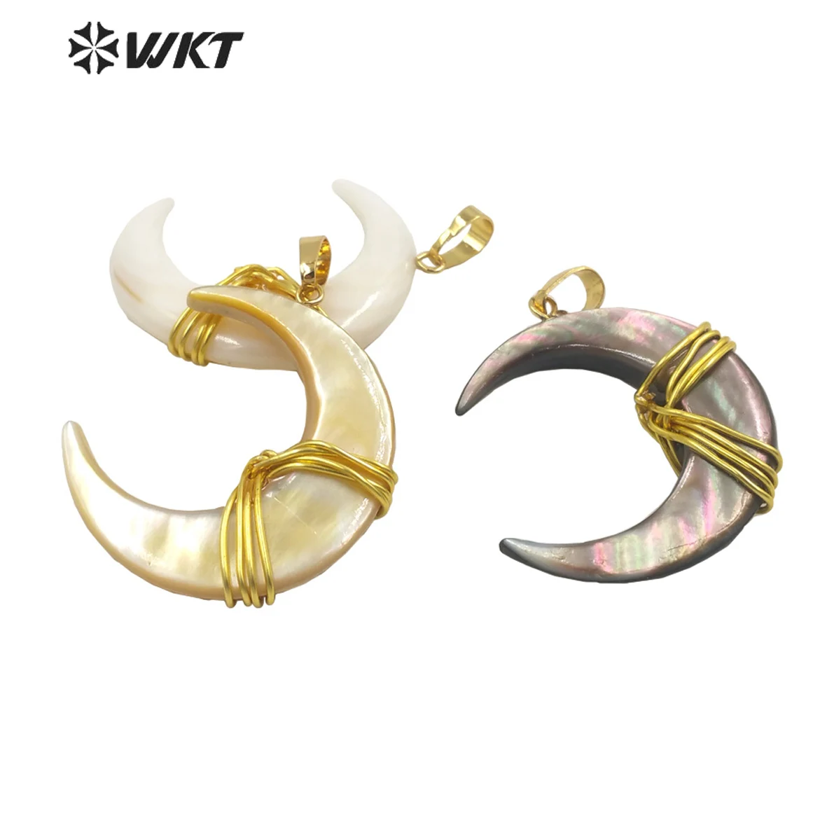 WT-JP336 WKT 2023 Moon shape Natural shell fashion pendant party women Ladies' party gift trend gold-plate pendant