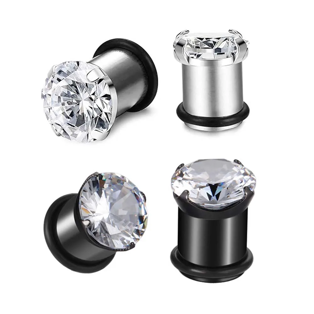 

316L Medical Steel Round Zirconia Ear Plug Dilator Piercing Ear Gauge with O-Ring - 4-12mm